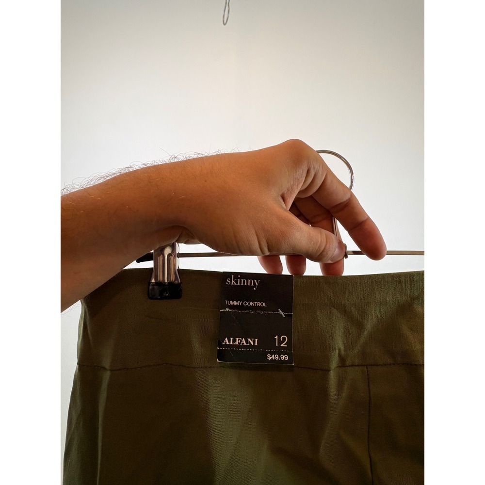 Alfani Skinny Pants Womens 12 Olive Green Tummy Control‎ Stretch Trousers Office - Picture 4 of 12